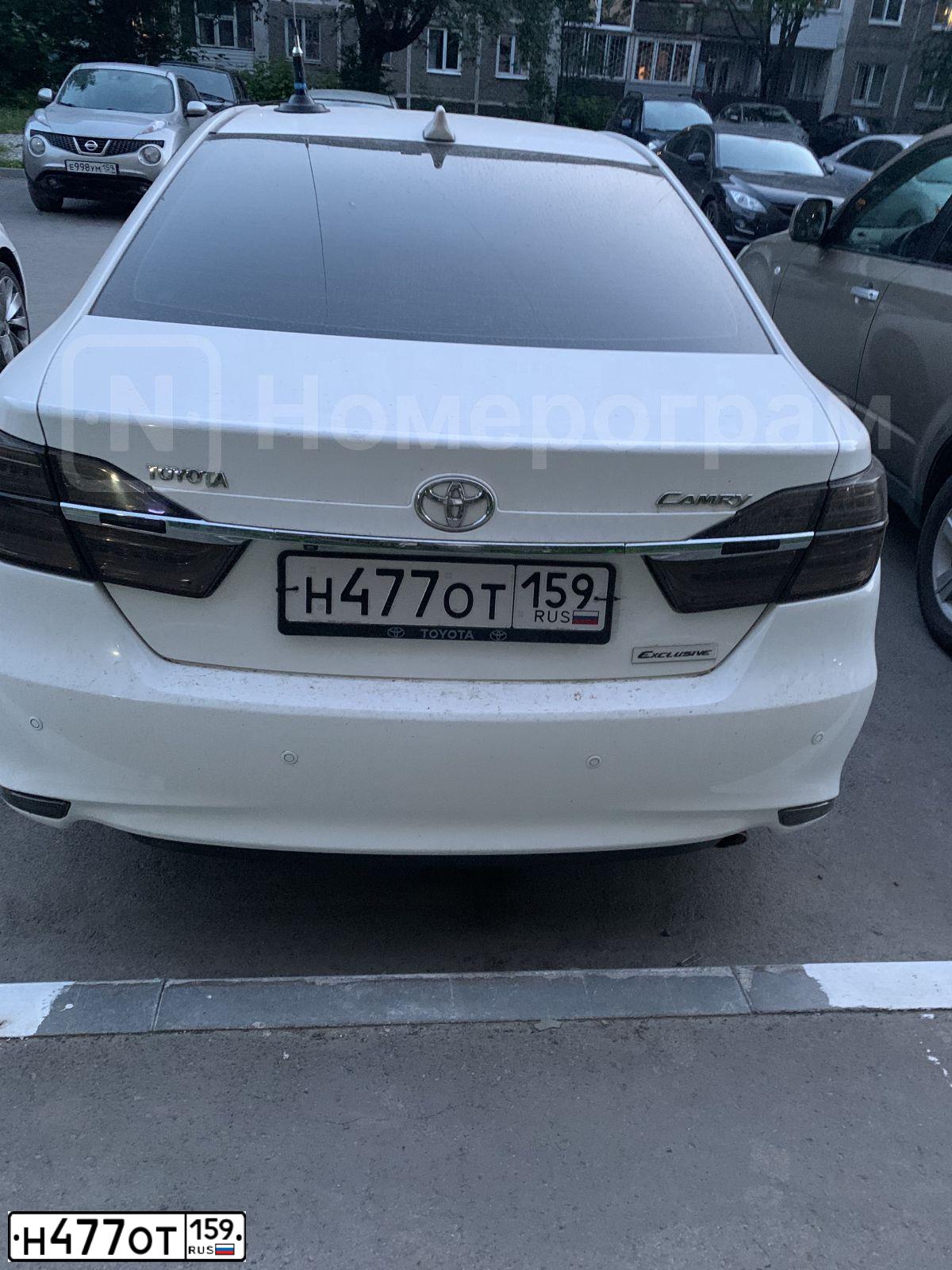Фото автомобиля TOYOTA CAMRY, 2016 — госномер Н477ОТ159. Цвет: Белый