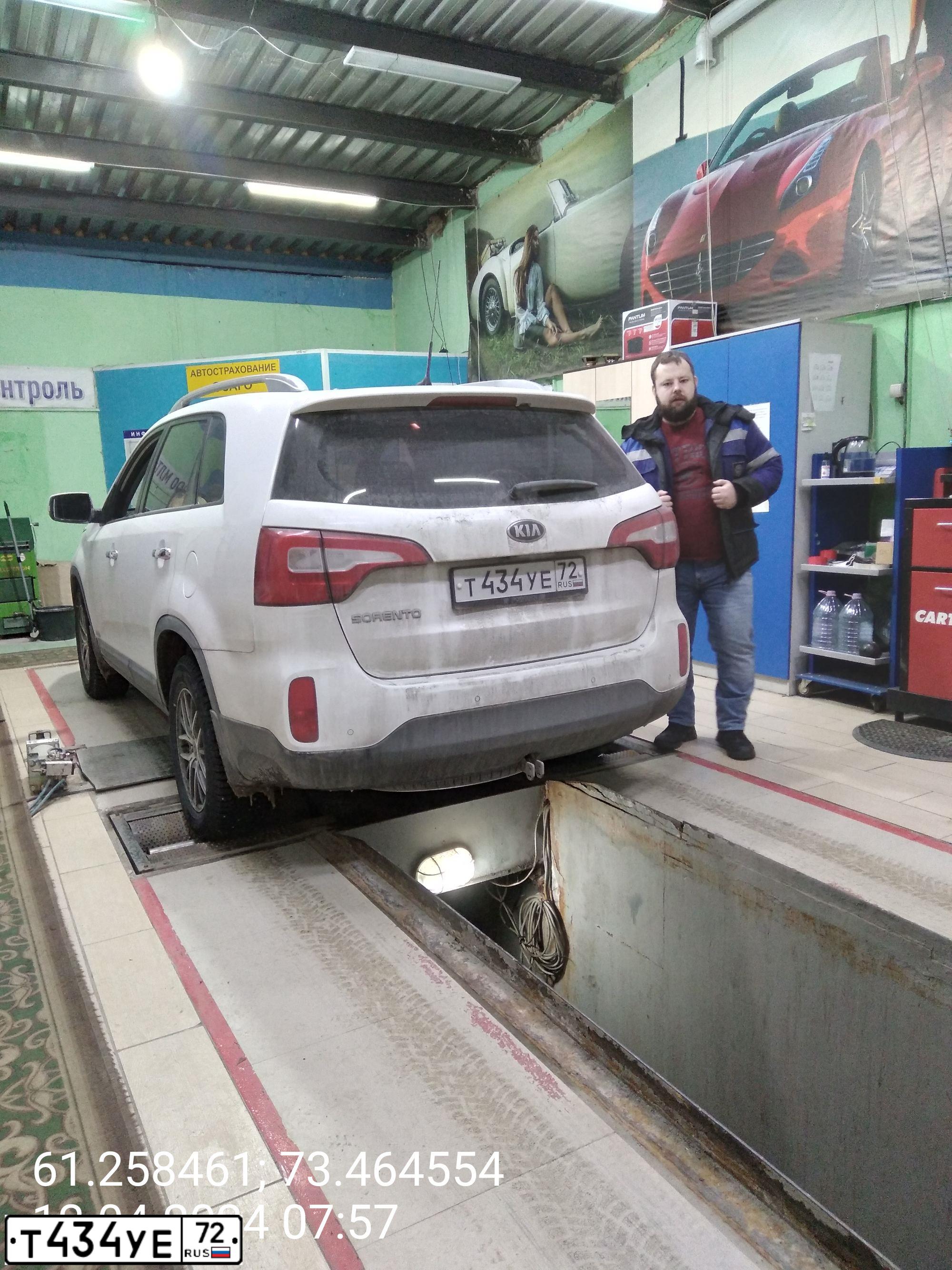 Фото автомобиля KIA SORENTO, 2013 — госномер Т434УЕ72. Цвет: БЕЛЫЙ