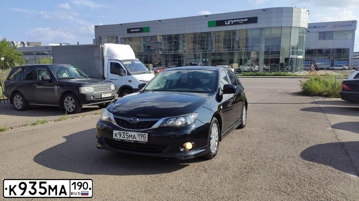 Фото автомобиля SUBARU IMPREZA, 2007 — госномер К935МА190. Цвет: ЧЕРНЫЙ