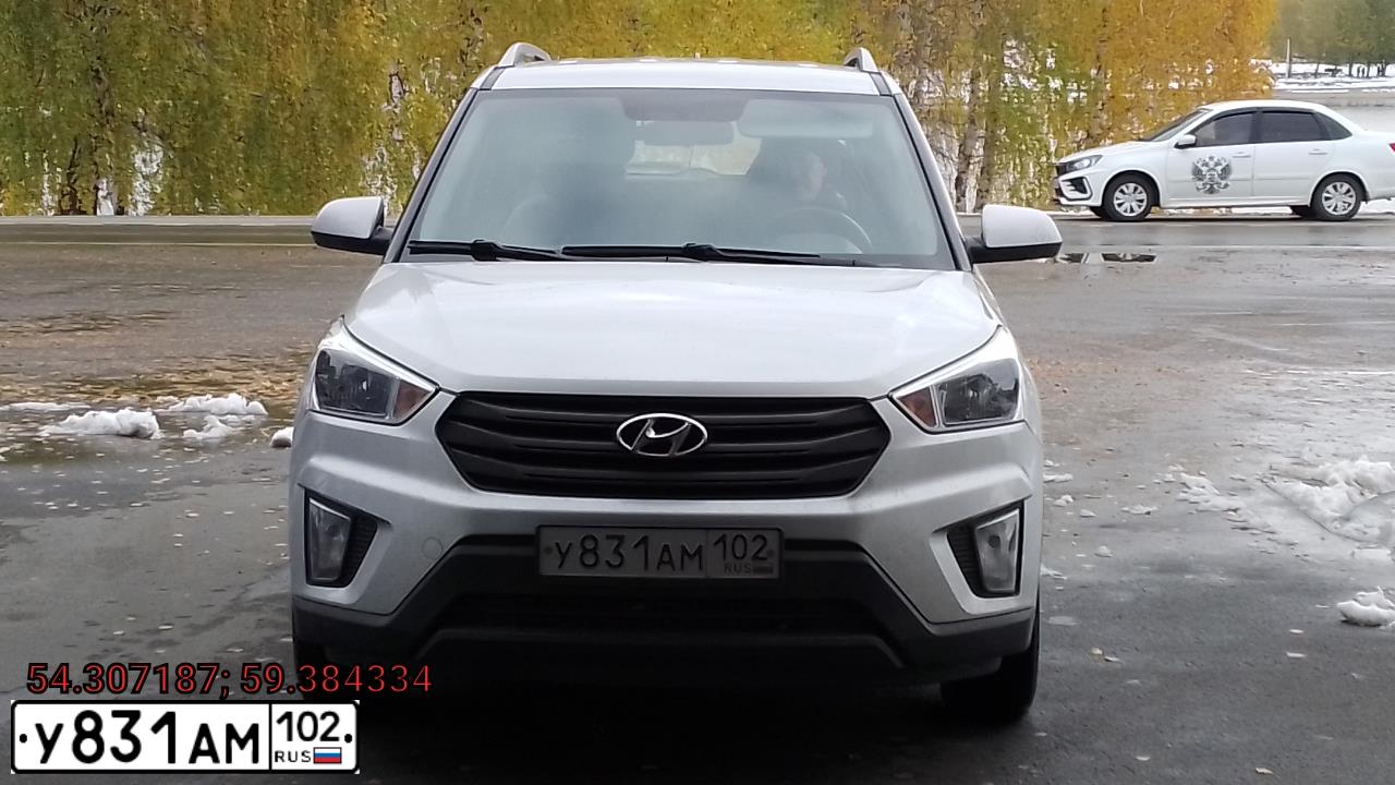 Фото автомобиля HYUNDAI CRETA, 2016 — госномер У831АМ102. Цвет: Серебристый