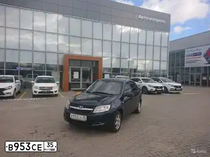 Фото автомобиля LADA GRANTA, 2012 — госномер Т484УК69. Цвет: Серо-Синий