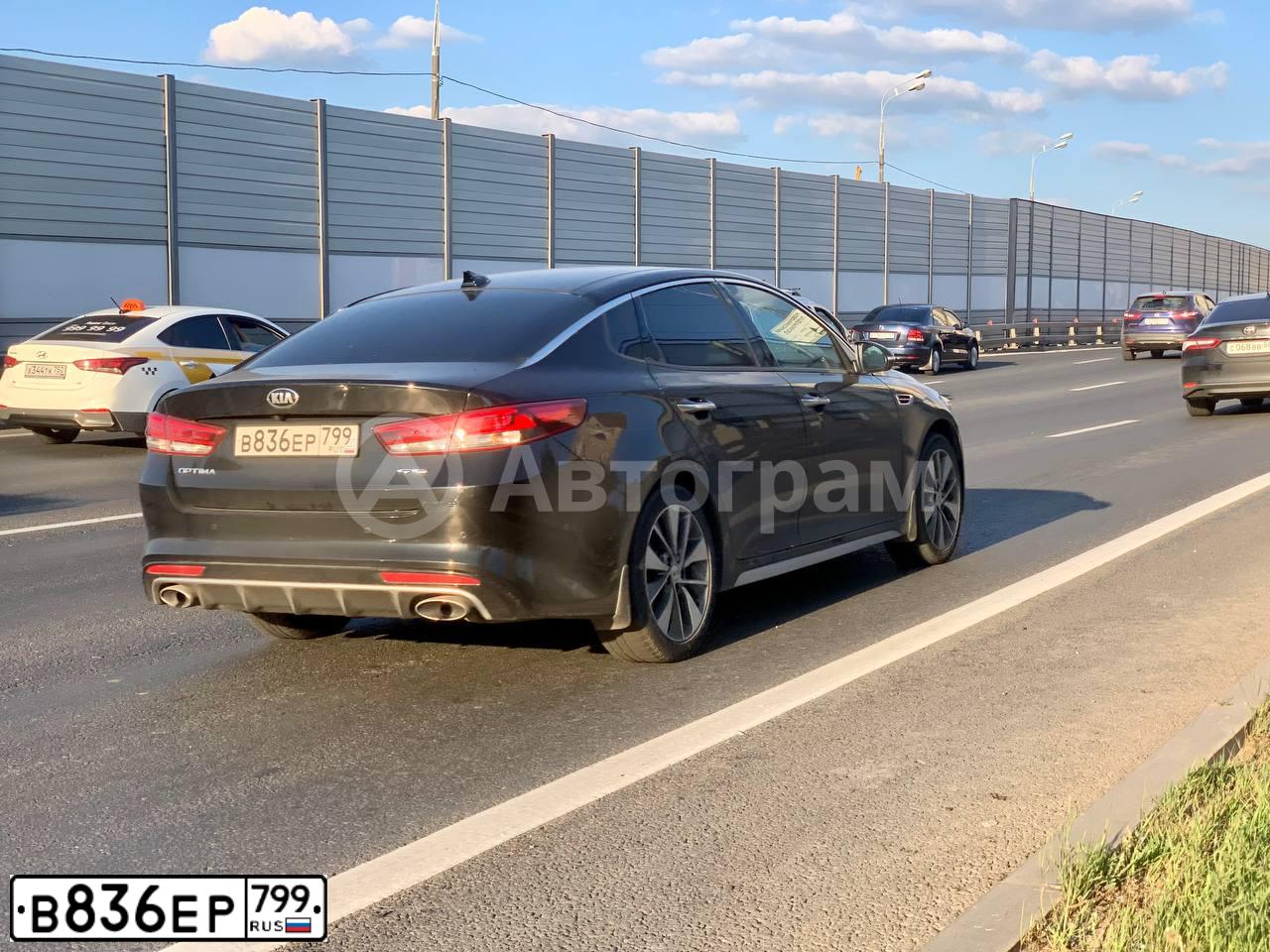 Фото автомобиля KIA MAGENTIS / OPTIMA, 2018 — госномер В836ЕР799. Цвет: ЧЕРНЫЙ