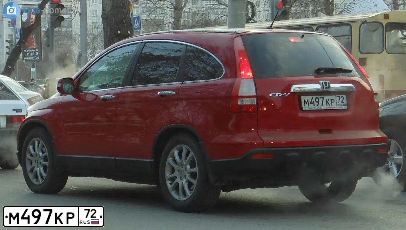Фото автомобиля HONDA CR-V, 2007 — госномер М497КР72. Цвет: КРАСНЫЙ