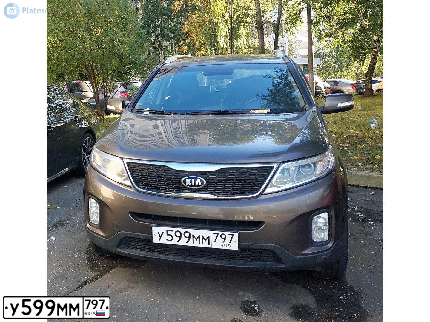 Фото автомобиля KIA SORENTO, 2014 — госномер У599ММ797. Цвет: БЕЖЕВЫЙ