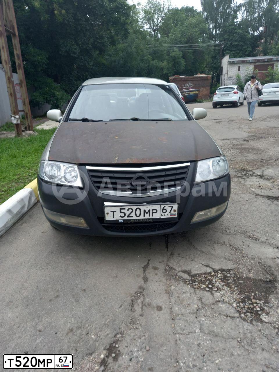 Фото автомобиля NISSAN ALMERA, 2007 — госномер А619СУ67. Цвет: БЕЖЕВЫЙ
