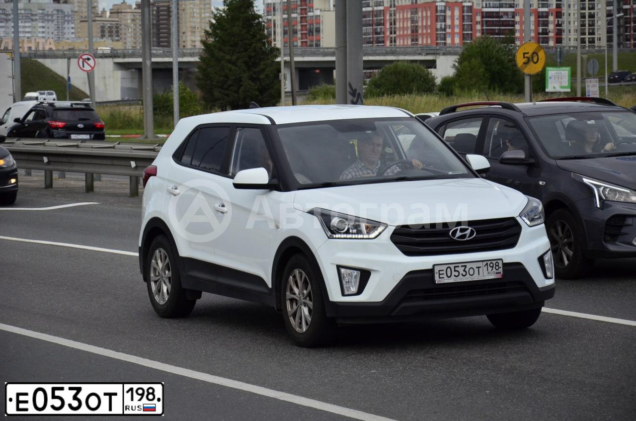 Фото автомобиля HYUNDAI CRETA, 2019 — госномер К157МА147. Цвет: Белый