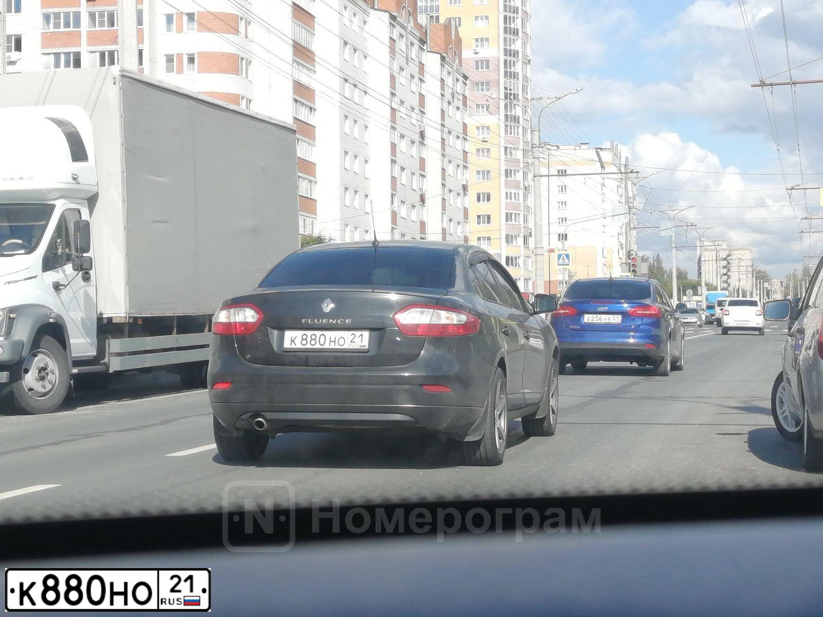 Фото автомобиля RENAULT FLUENCE, 2013 — госномер К880НО21. Цвет: ЧЕРНЫЙ