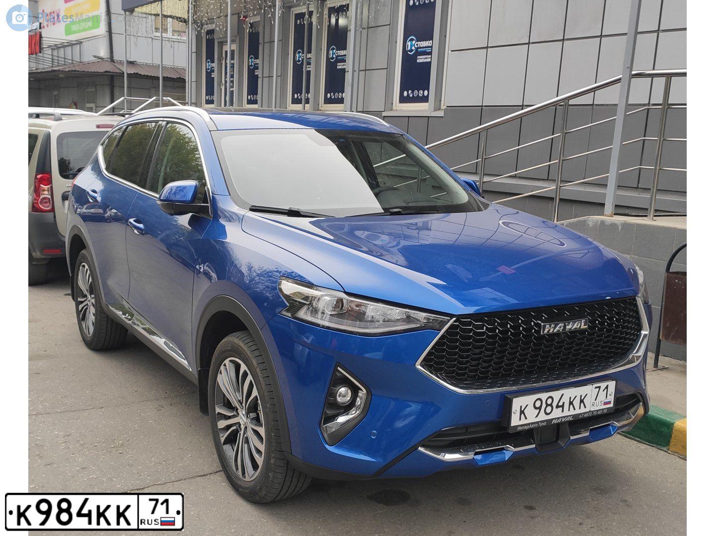 Фото автомобиля HAVAL F7, 2020 — госномер Х642ВО71. Цвет: синий