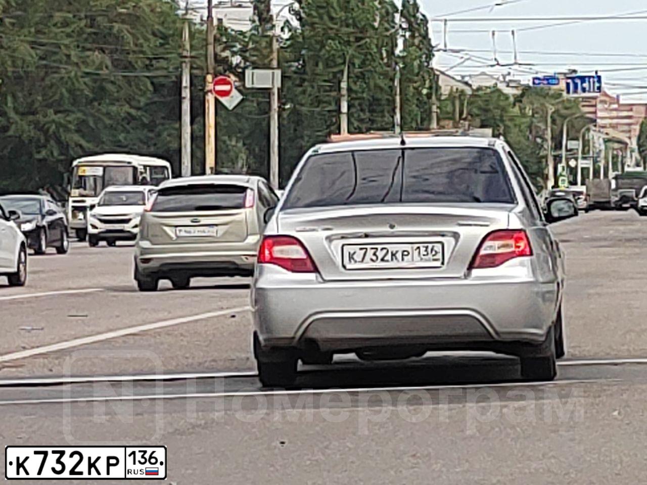 Фото автомобиля DAEWOO NEXIA, 2012 — госномер К732КР136. Цвет: СЕРЕБРИСТЫЙ