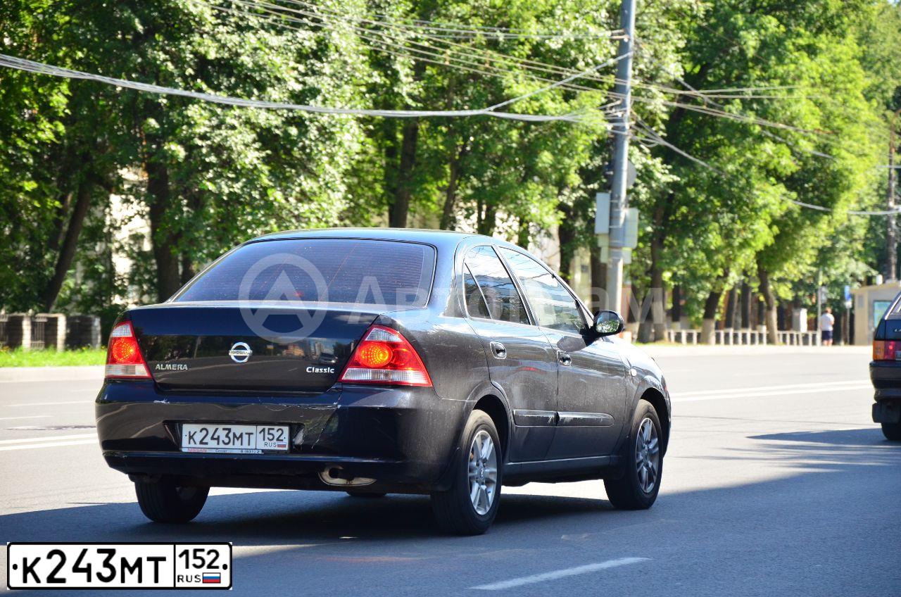 Фото автомобиля NISSAN ALMERA, 2012 — госномер К243МТ152. Цвет: ЧЕРНЫЙ