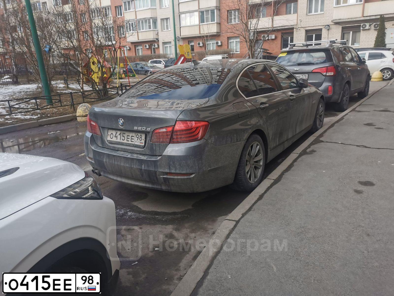 Фото автомобиля BMW SERIE 5, 2014 — госномер О415ЕЕ98. Цвет: Серый
