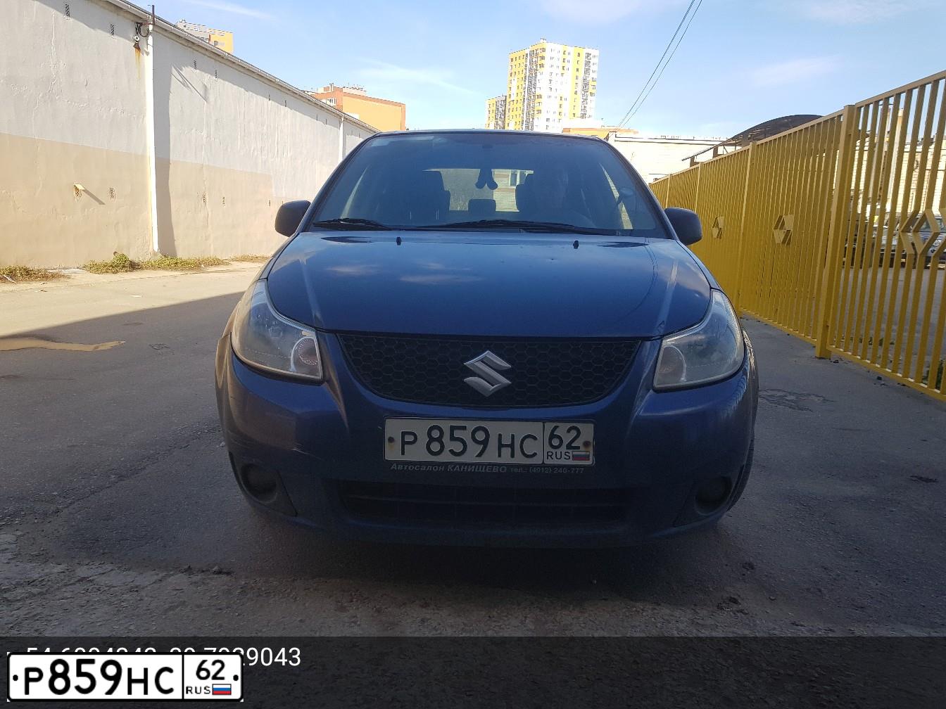 Фото автомобиля SUZUKI SX 4, 2008 — госномер Р859НС62. Цвет: синий