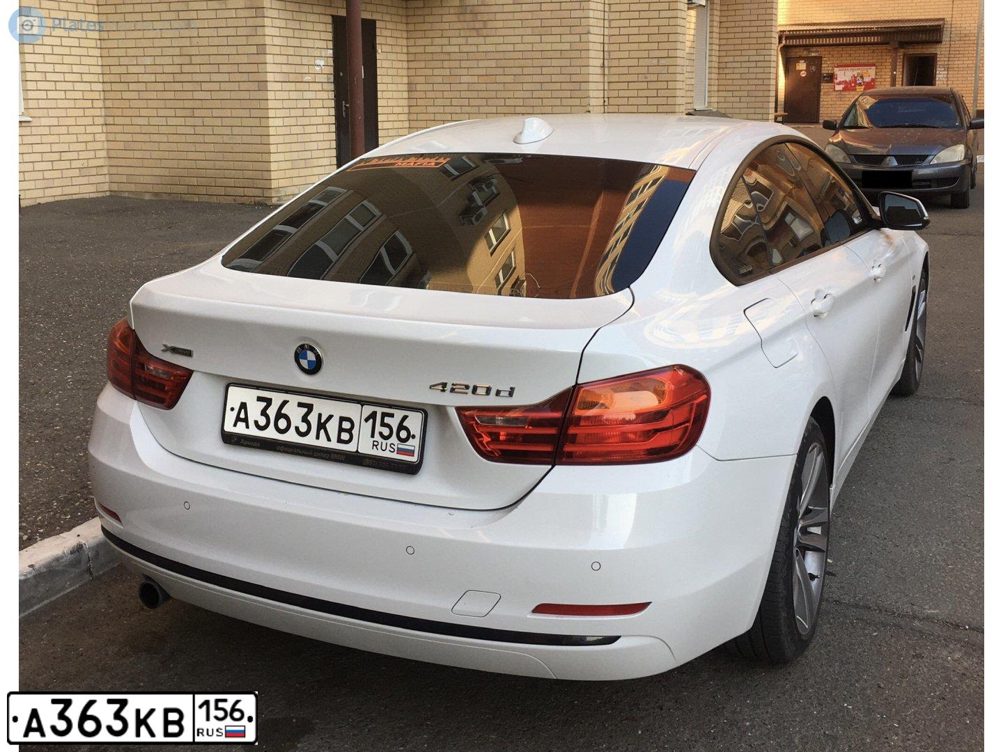 Фото автомобиля BMW SERIE 4, 2014 — госномер А363КВ156. Цвет: Белый