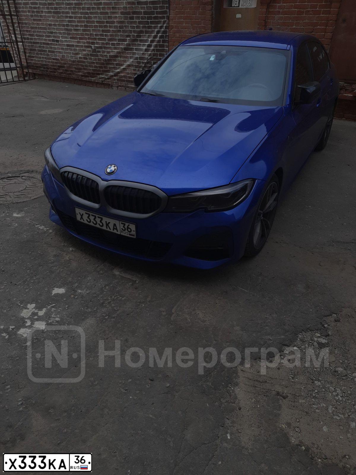 Фото автомобиля BMW SERIE 3, 2019 — госномер К285ВН136. Цвет: синий