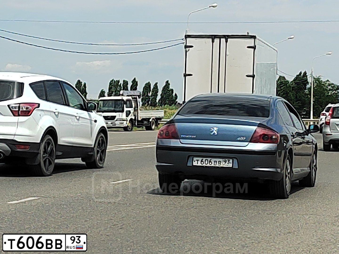 Фото автомобиля PEUGEOT 407, 2008 — госномер Т606ВВ93. Цвет: Серый