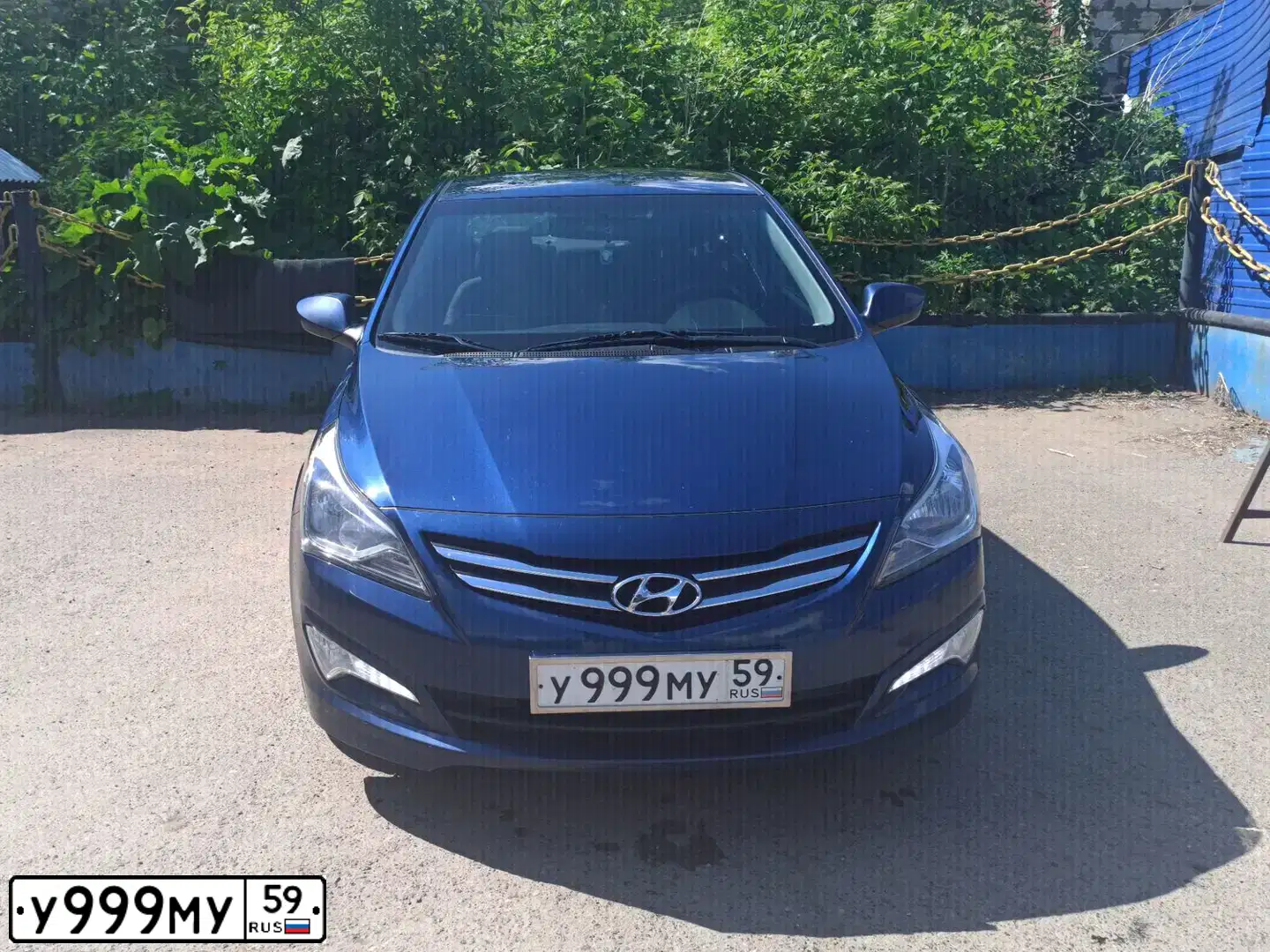 Фото автомобиля HYUNDAI SOLARIS, 2015 — госномер Н477ВН159. Цвет: синий