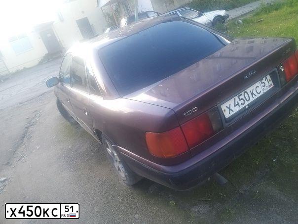 Фото автомобиля AUDI 100, 1991 — госномер Х450КС51. Цвет: ВИШНЕВЫЙ