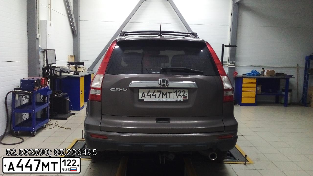 Фото автомобиля HONDA CR-V, 2010 — госномер А447МТ122. Цвет: СЕРО-КОРИЧНЕВЫЙ