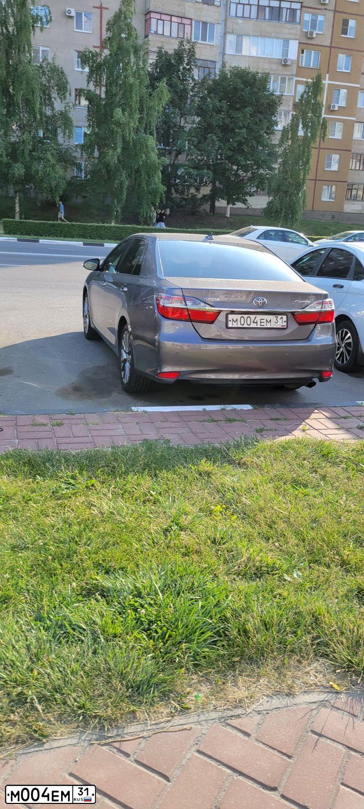 Фото автомобиля TOYOTA CAMRY, 2016 — госномер М004ЕМ31. Цвет: СЕРЫЙ МЕТАЛЛИК