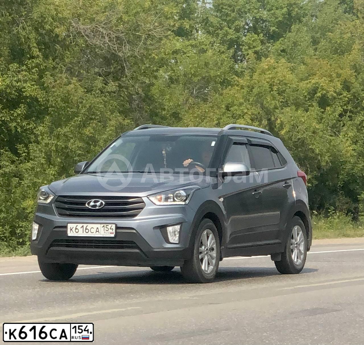 Фото автомобиля HYUNDAI CRETA, 2020 — госномер К616СА154. Цвет: СЕРЫЙ