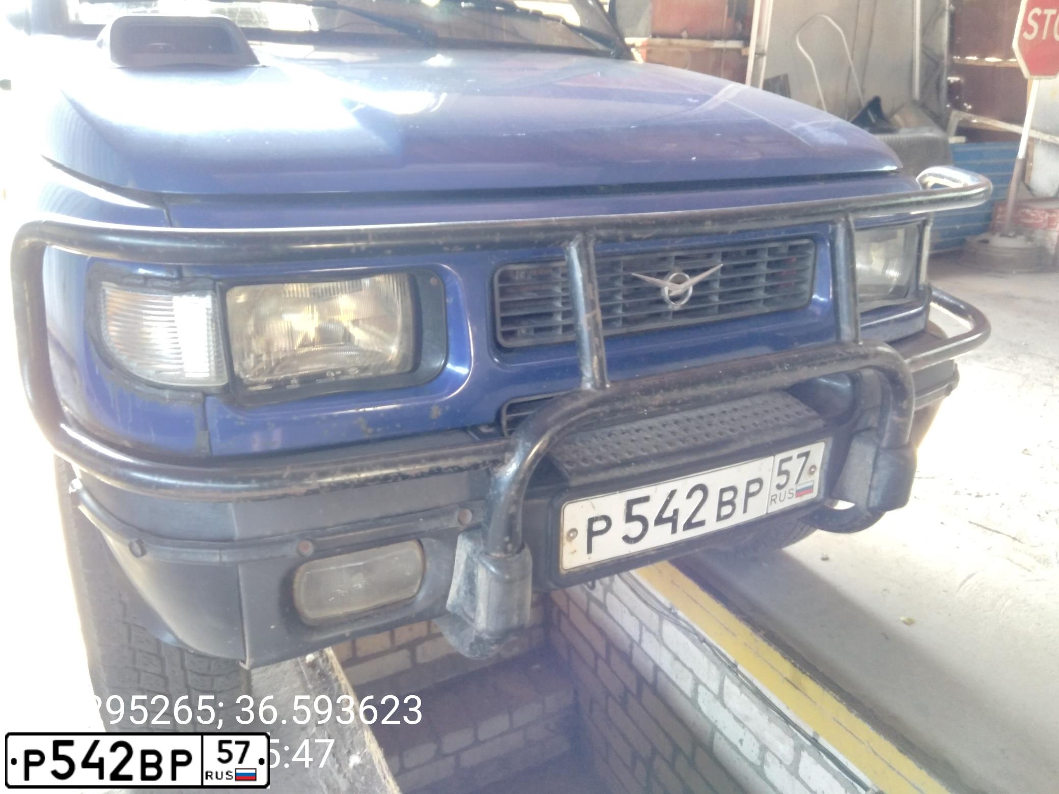 Фото автомобиля UAZ 3160  PATRIOT, 2001 — госномер Р542ВР57. Цвет: СИНИЙ