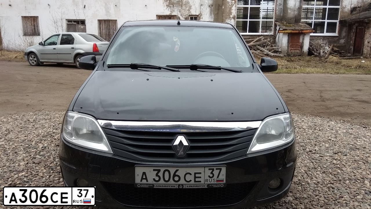 Фото автомобиля RENAULT LOGAN, 2011 — госномер А306СЕ37. Цвет: ЧЕРНЫЙ
