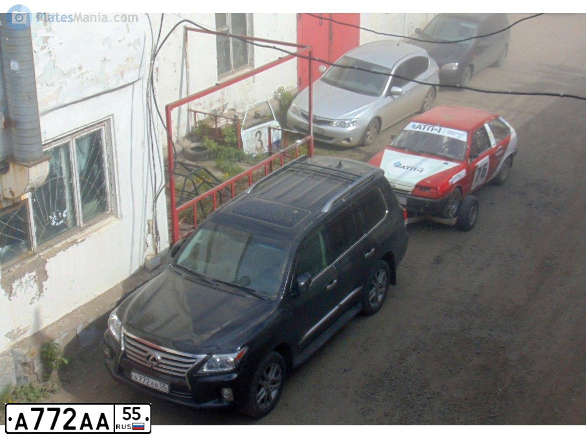 Фото автомобиля TOYOTA LANDCRUISER 200, 2007 — госномер А772АА55. Цвет: Серебристый