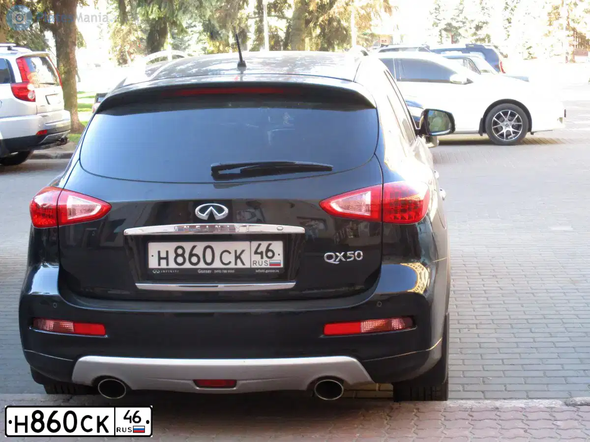 Фото автомобиля INFINITI QX50 /EX/, 2016 — госномер Н860СК46. Цвет: ЧЕРНЫЙ