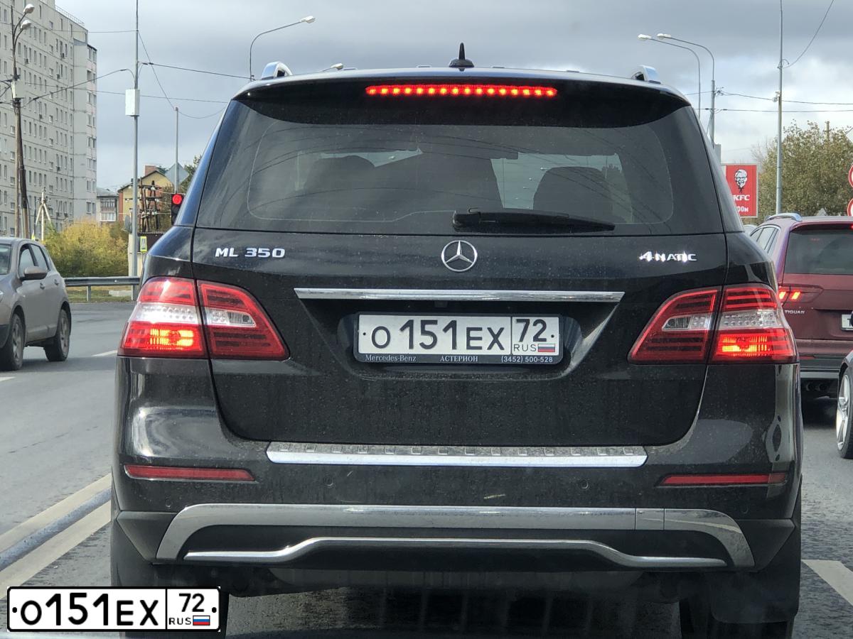 Фото автомобиля MERCEDES M-KLASSE, 2012 — госномер О151ЕХ72. Цвет: ЧЕРНЫЙ