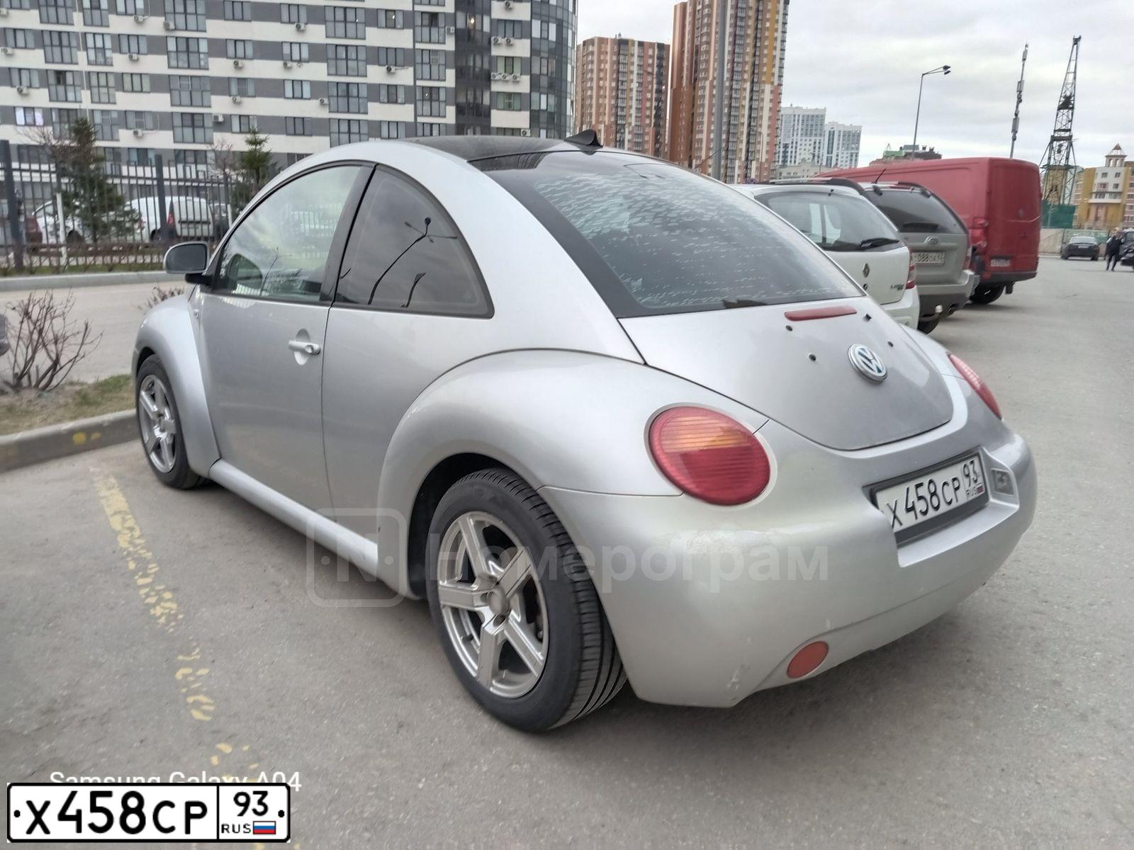 Фото автомобиля VOLKSWAGEN BEETLE, 1999 — госномер Х458СР93. Цвет: СЕРЫЙ