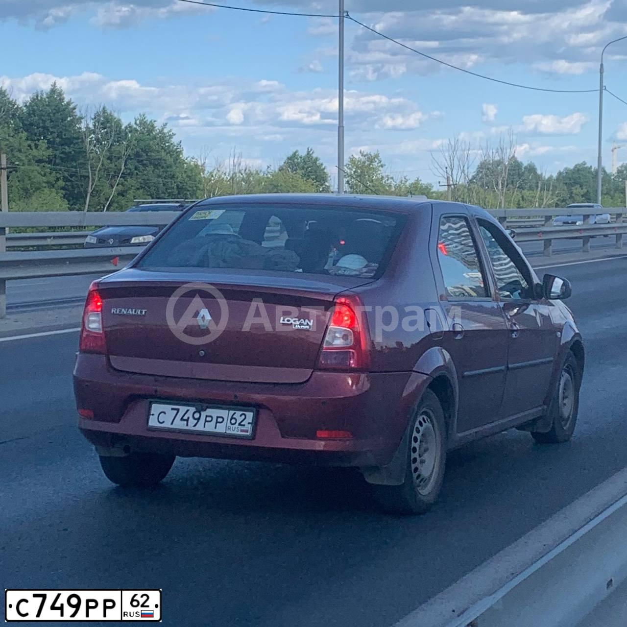 Фото автомобиля RENAULT LOGAN, 2013 — госномер С749РР62. Цвет: КРАСНЫЙ