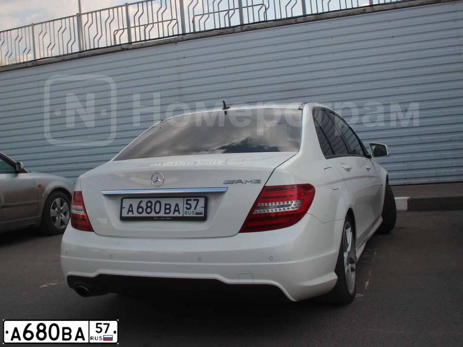 Фото автомобиля MERCEDES C-KLASSE, 2011 — госномер А680ВА57. Цвет: Белый
