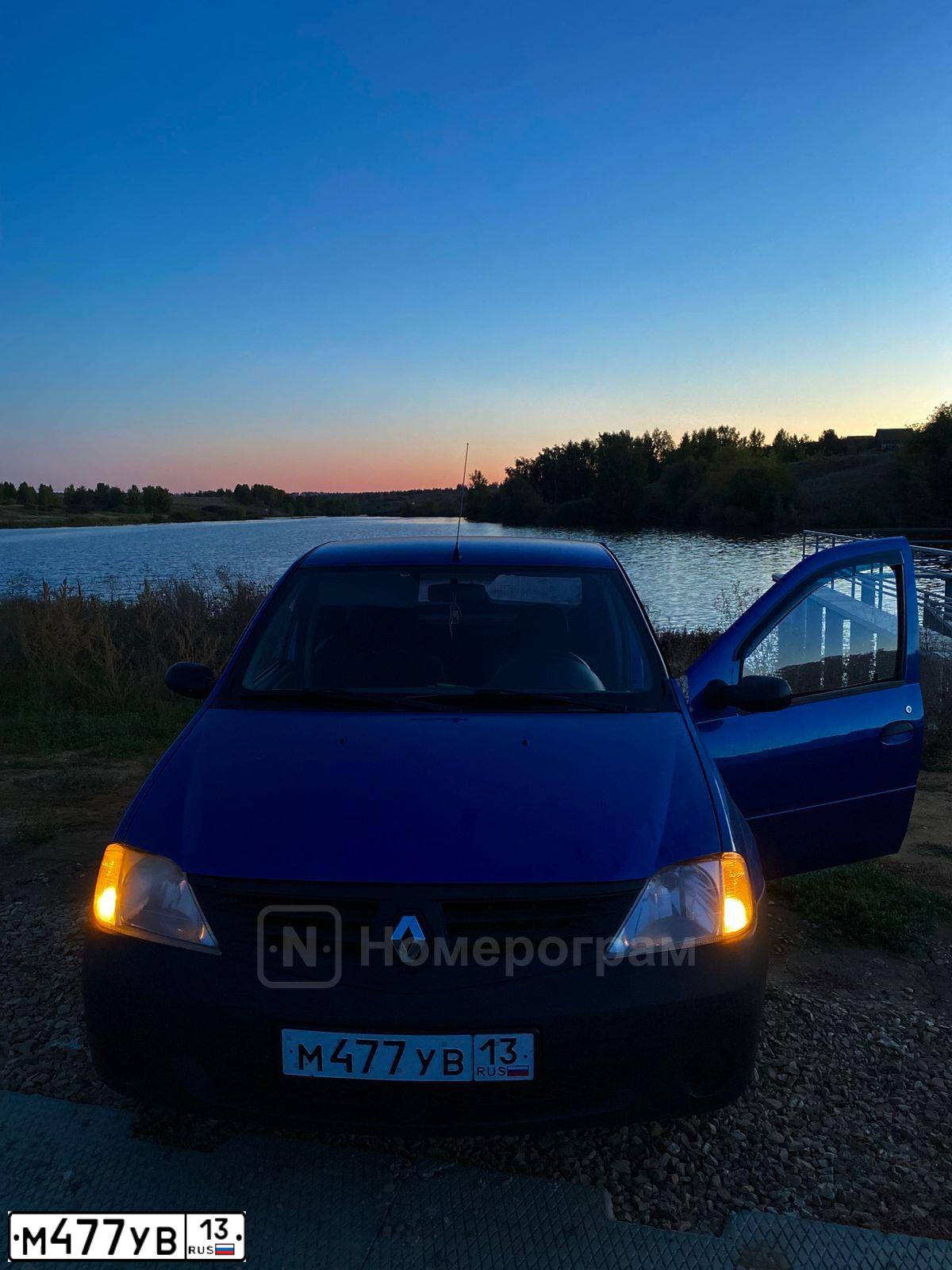 Фото автомобиля RENAULT T LOGAN, 2007 — госномер М477УВ13. Цвет: СИНИЙ МЕТАЛЛИК