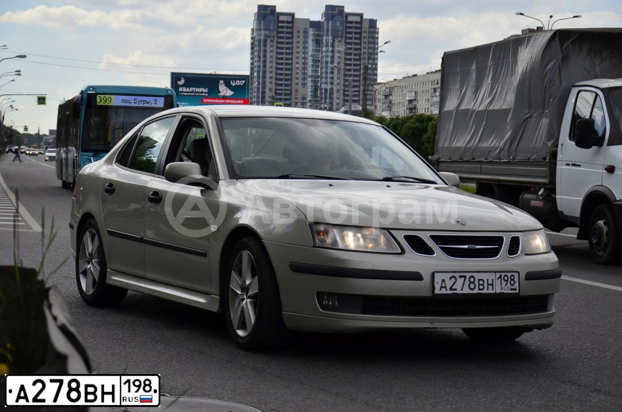 Фото автомобиля SAAB 9-3, 2005 — госномер А278ВН198. Цвет: СЕРЫЙ