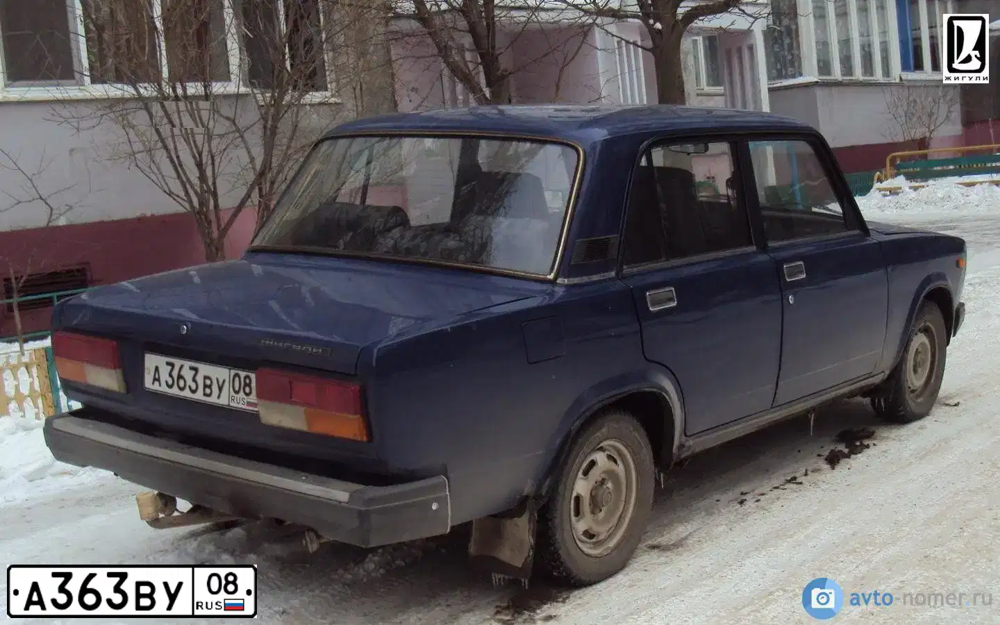 Фото автомобиля LADA 2107, 1999 — госномер А363ВУ08. Цвет: СИНИЙ