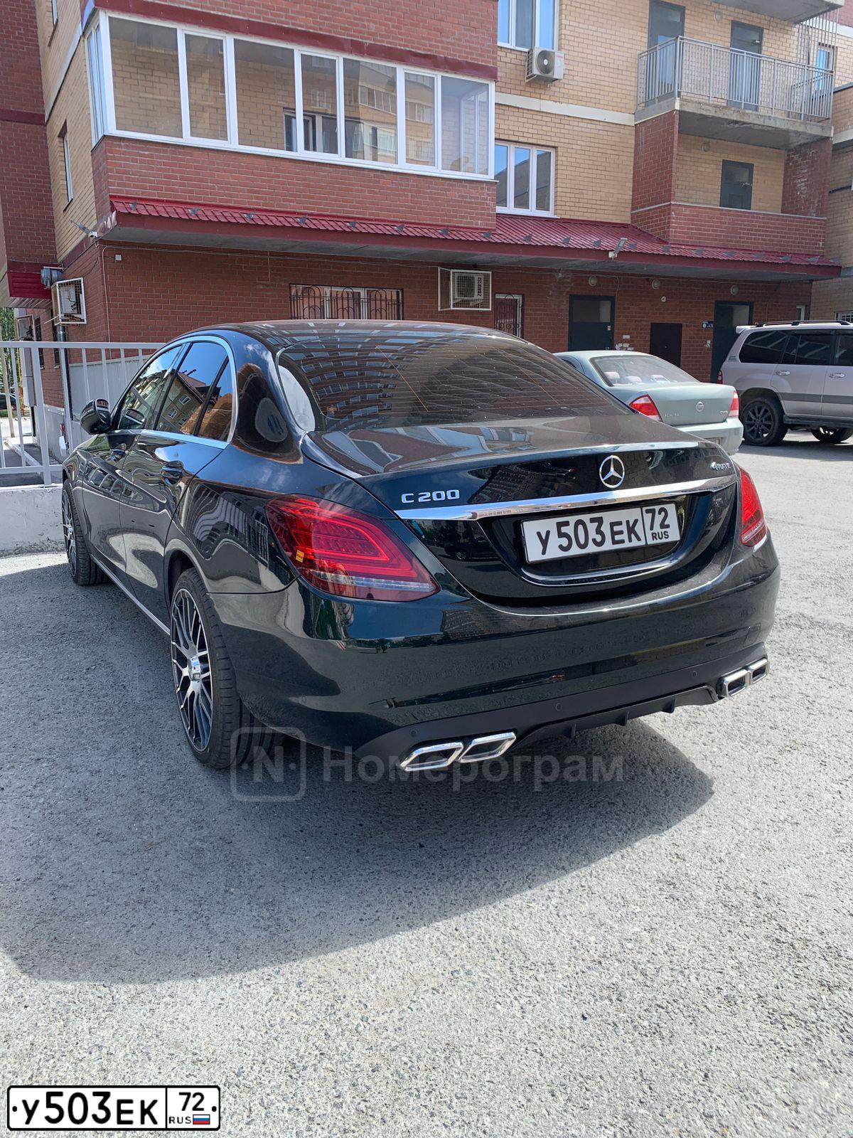 Фото автомобиля MERCEDES C-KLASSE, 2019 — госномер У503ЕК72. Цвет: Темно-зеленый
