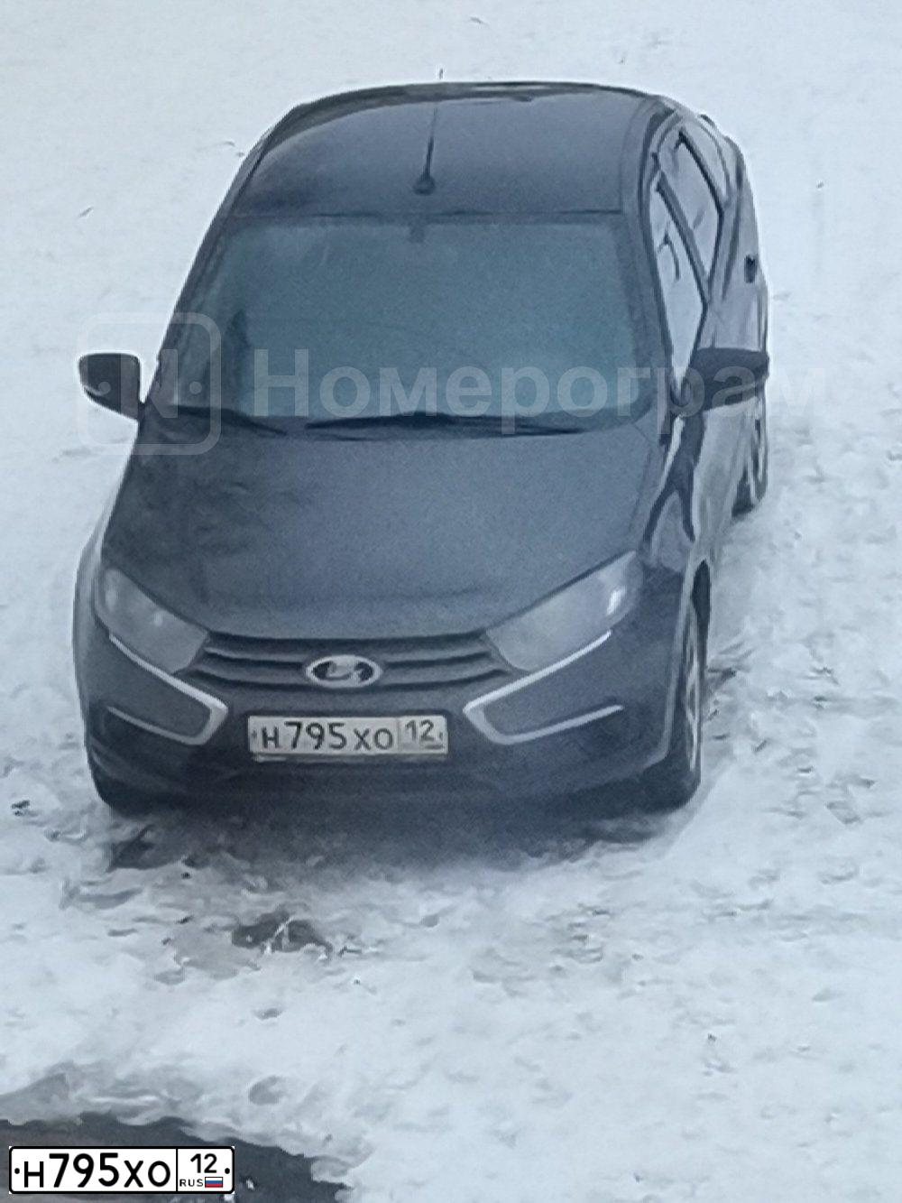 Фото автомобиля LADA 2191 GRANTA, 2019 — госномер Н795ХО12. Цвет: ЧЕРНЫЙ