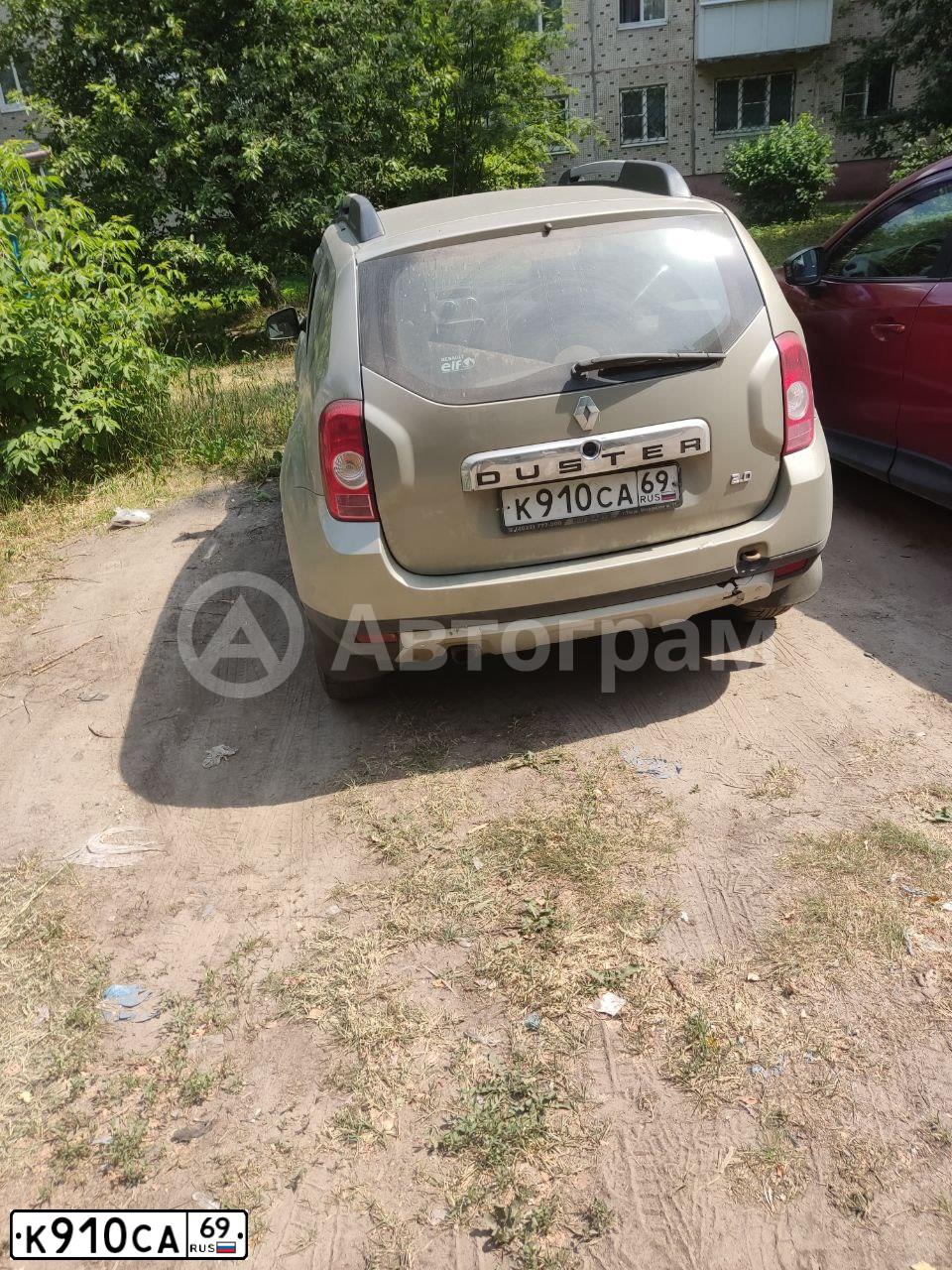 Фото автомобиля RENAULT DUSTER, 2013 — госномер К910СА69. Цвет: БЕЖЕВЫЙ