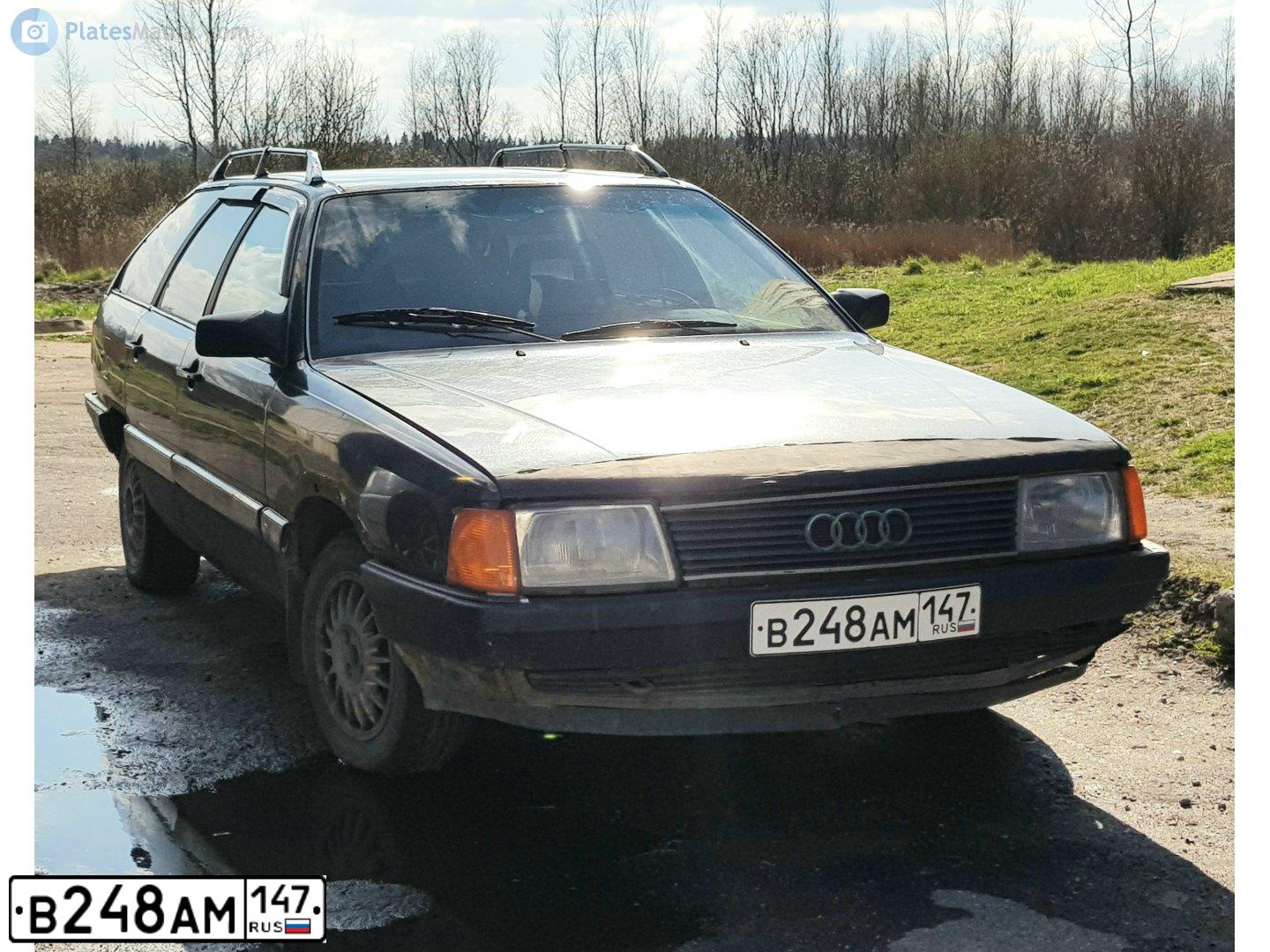 Фото автомобиля AUDI 100, 1987 — госномер А079МР98. Цвет: Темно-зеленый