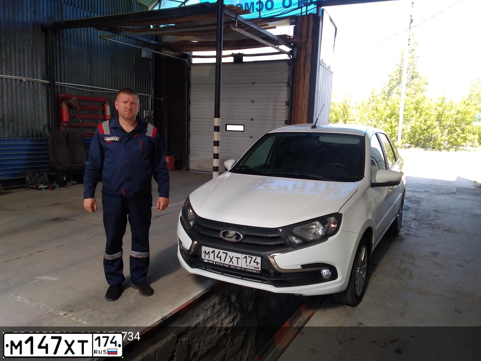 Фото автомобиля LADA 2191 GRANTA, 2019 — госномер М147ХТ174. Цвет: Белый