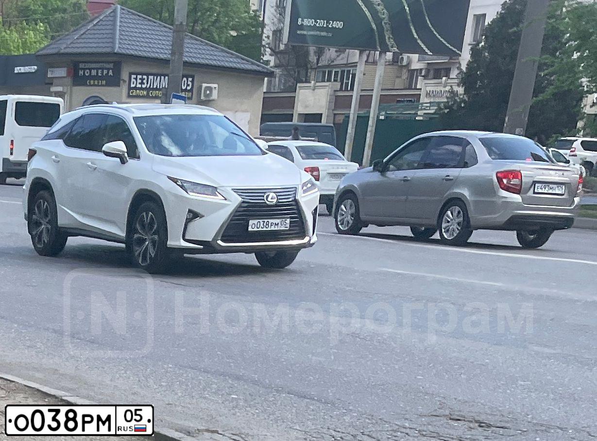 Фото автомобиля LEXUS S RX, 2018 — госномер О038РМ05. Цвет: Белый