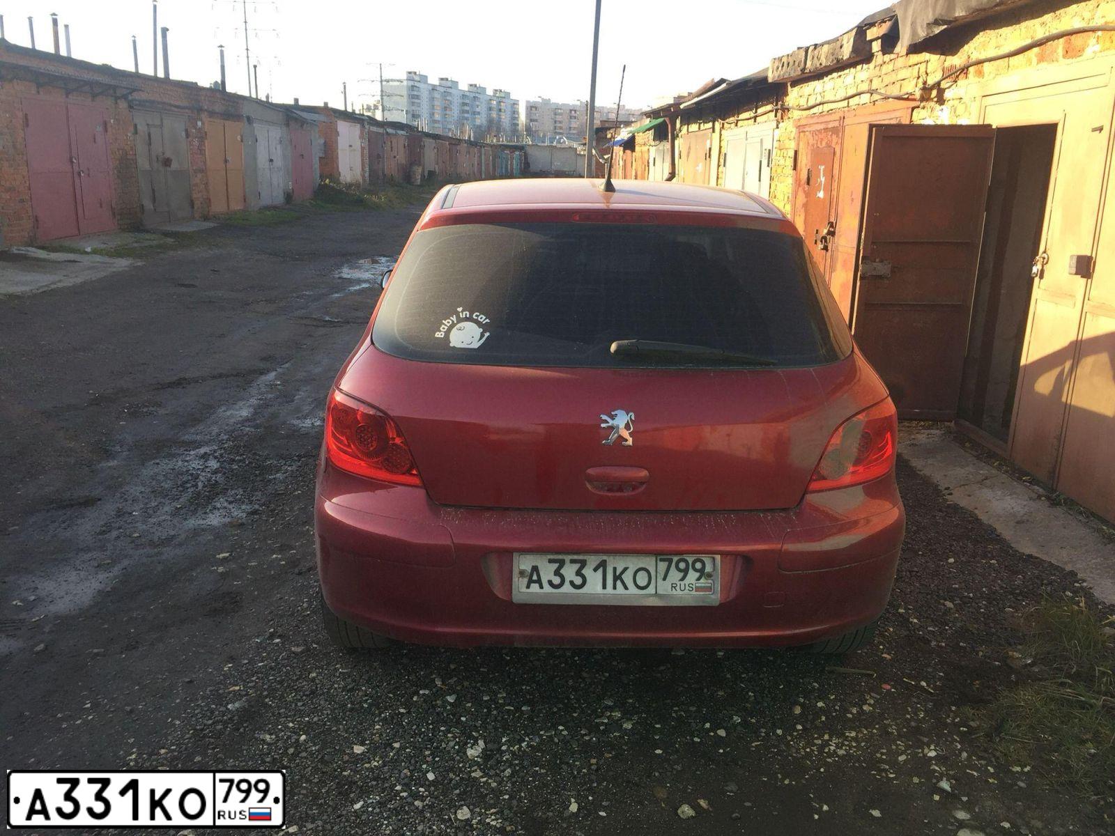 Фото автомобиля PEUGEOT 307, 2007 — госномер А331КО799. Цвет: Красный