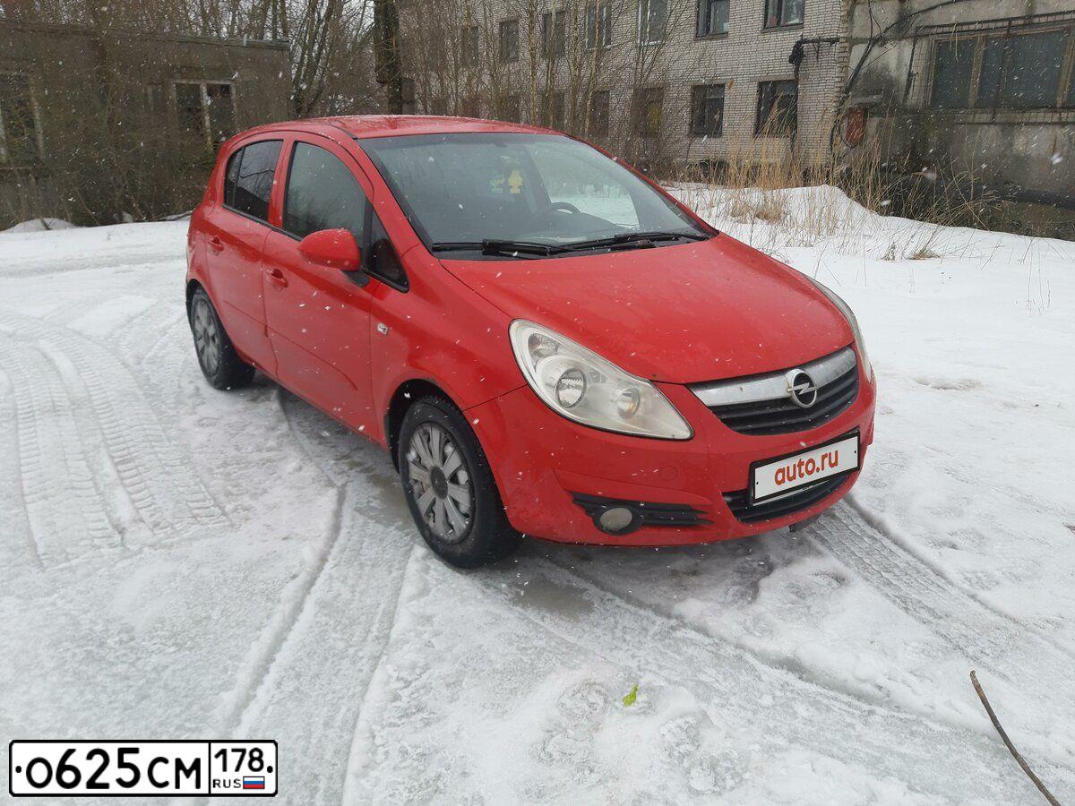 Фото автомобиля OPEL CORSA, 2007 — госномер А349КН147. Цвет: Красный
