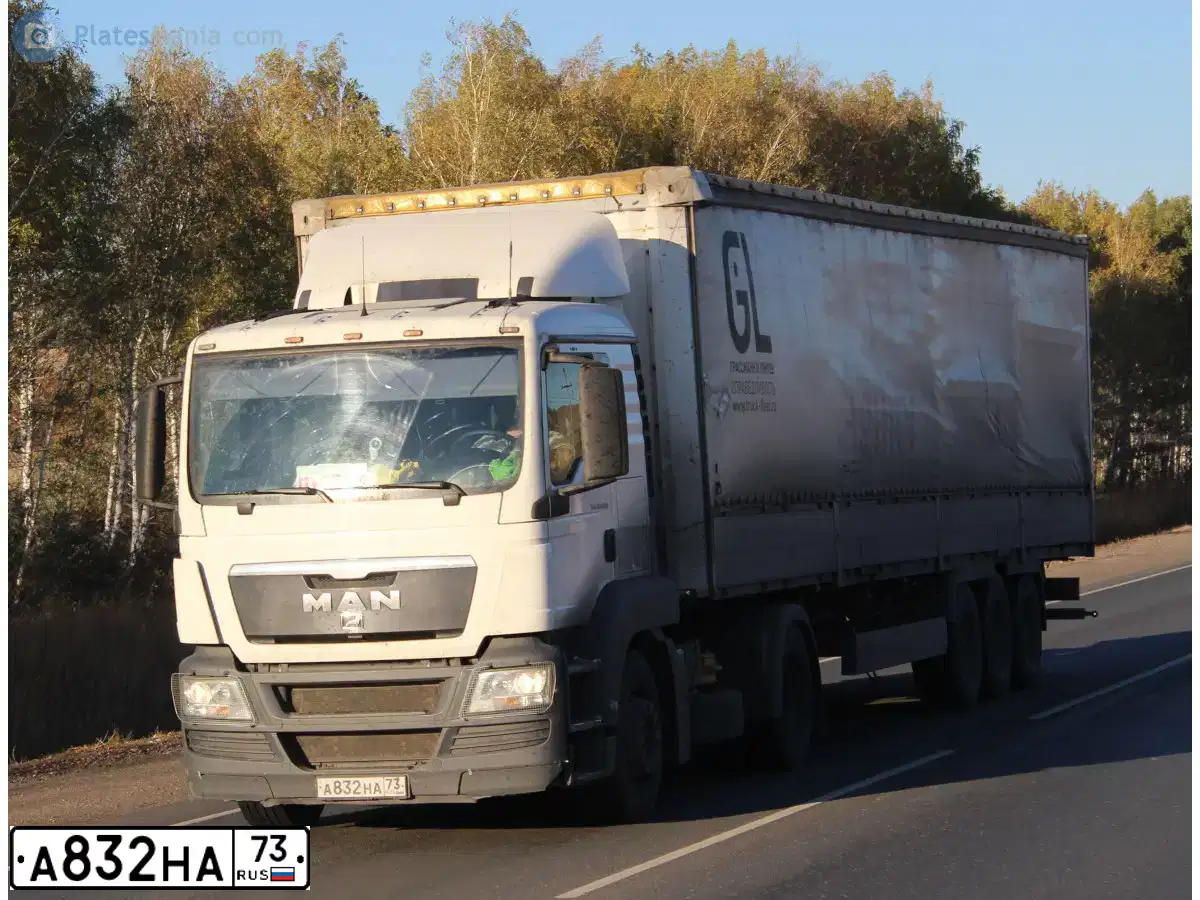 Фото автомобиля MAN TGS 19.XXX /4X2/, 2012 — госномер А832НА73. Цвет: БЕЛЫЙ