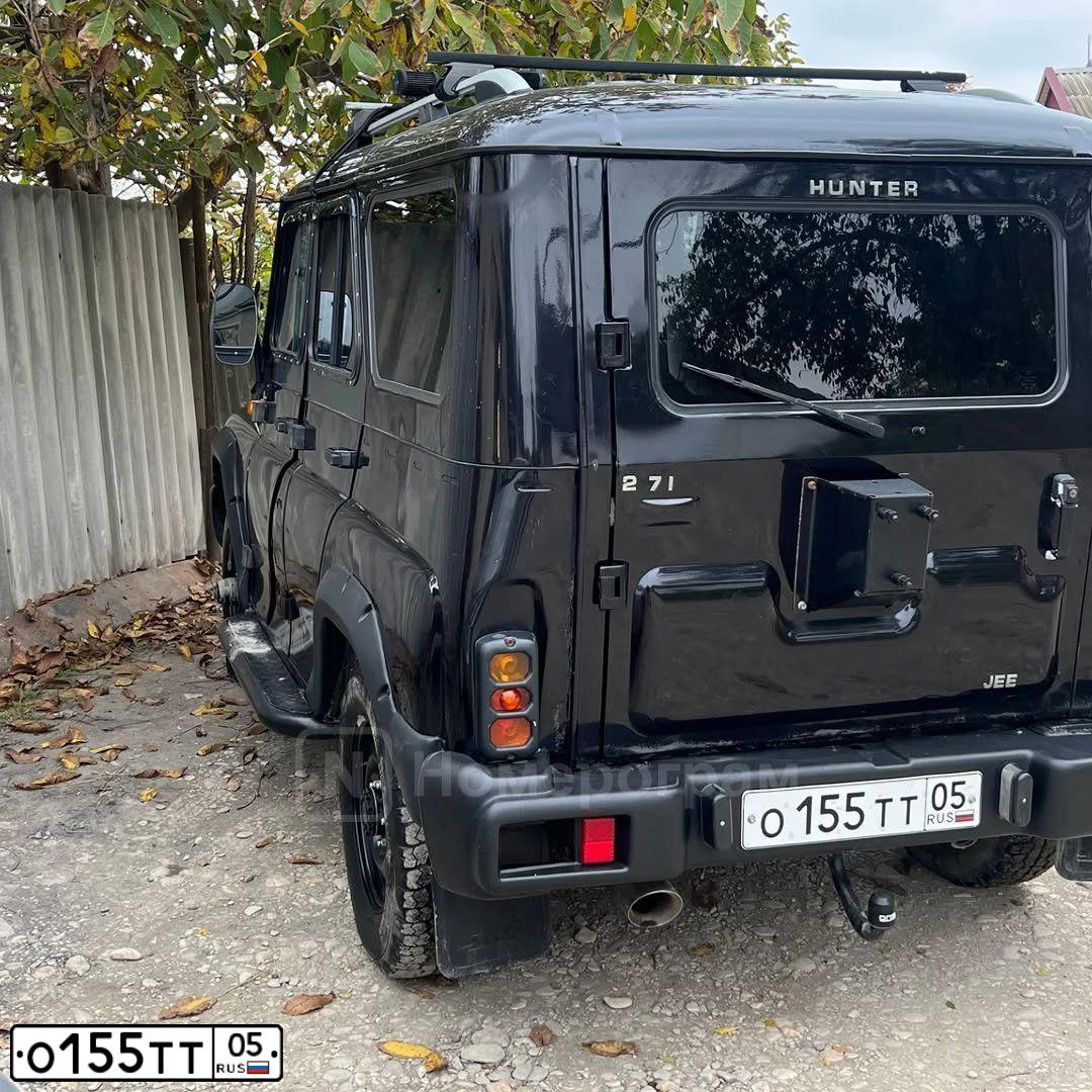 Фото автомобиля UAZ 3151 / HUNTER, 2017 — госномер О155ТТ05. Цвет: ЧЕРНЫЙ МЕТАЛЛИК