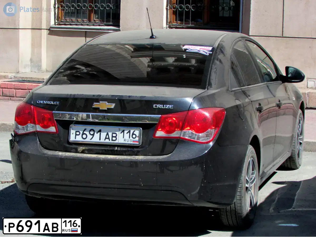 Фото автомобиля CHEVROLET CRUZE, 2011 — госномер Р691АВ116. Цвет: ЧЕРНЫЙ