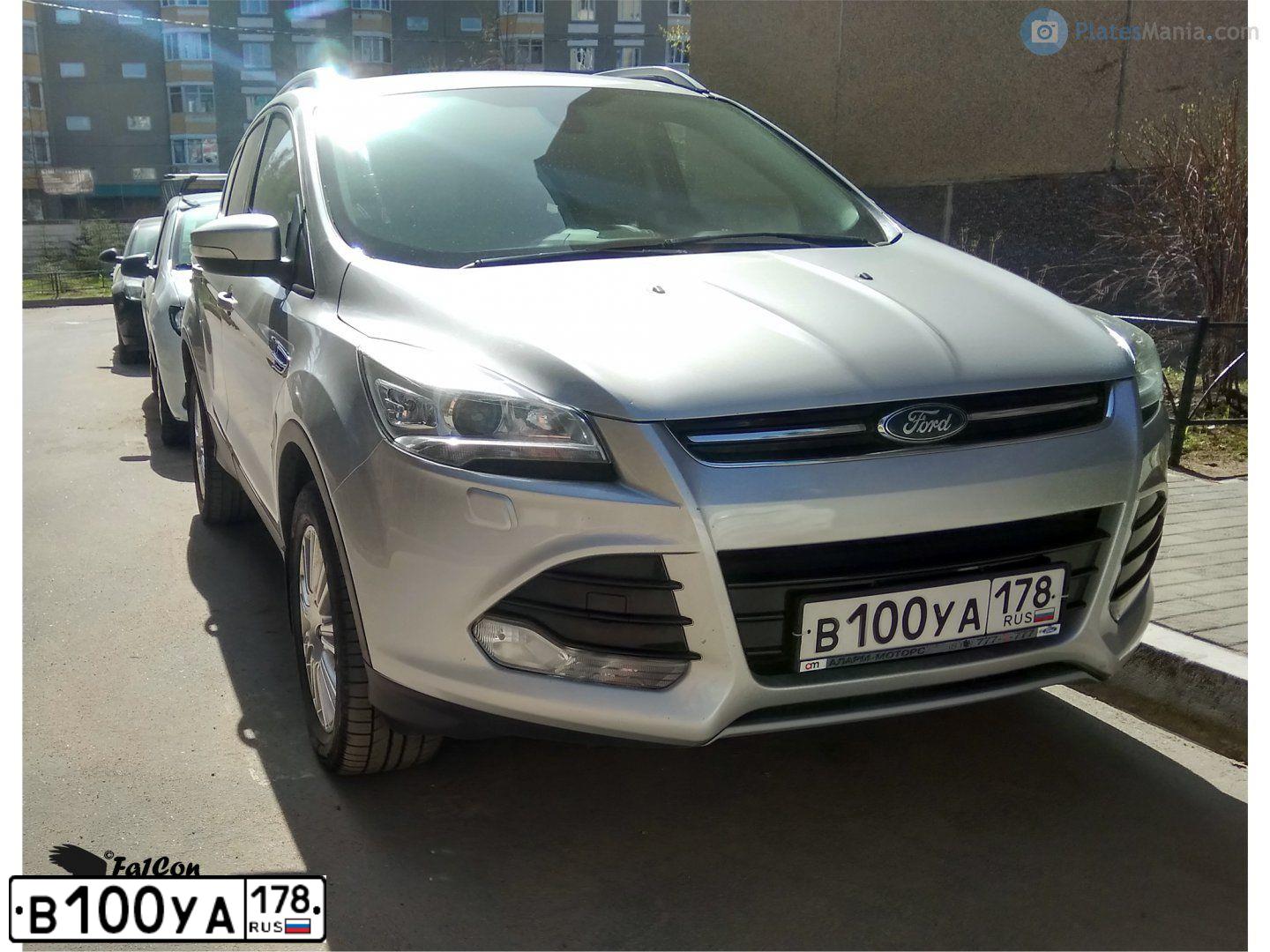 Фото автомобиля FORD KUGA, 2014 — госномер В100УА178. Цвет: СЕРЕБРИСТЫЙ