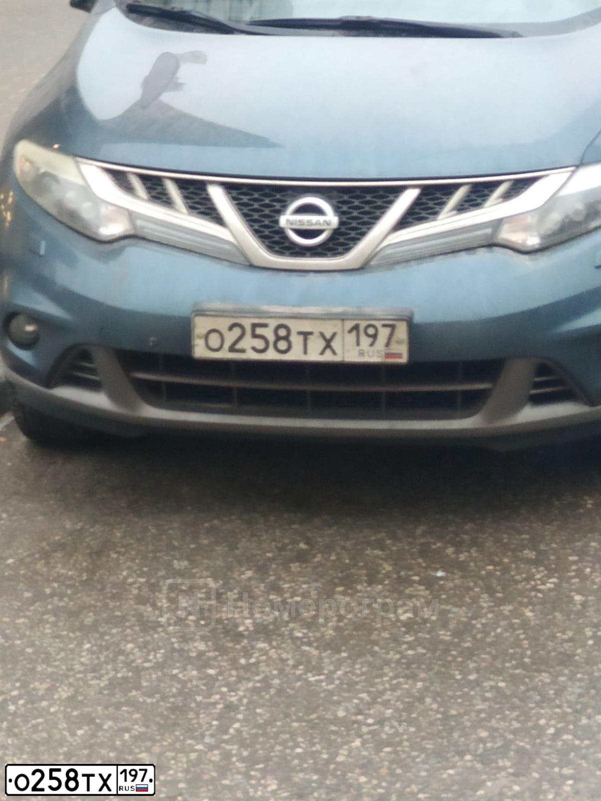 Фото автомобиля NISSAN MURANO, 2012 — госномер О258ТХ197. Цвет: СИНИЙ