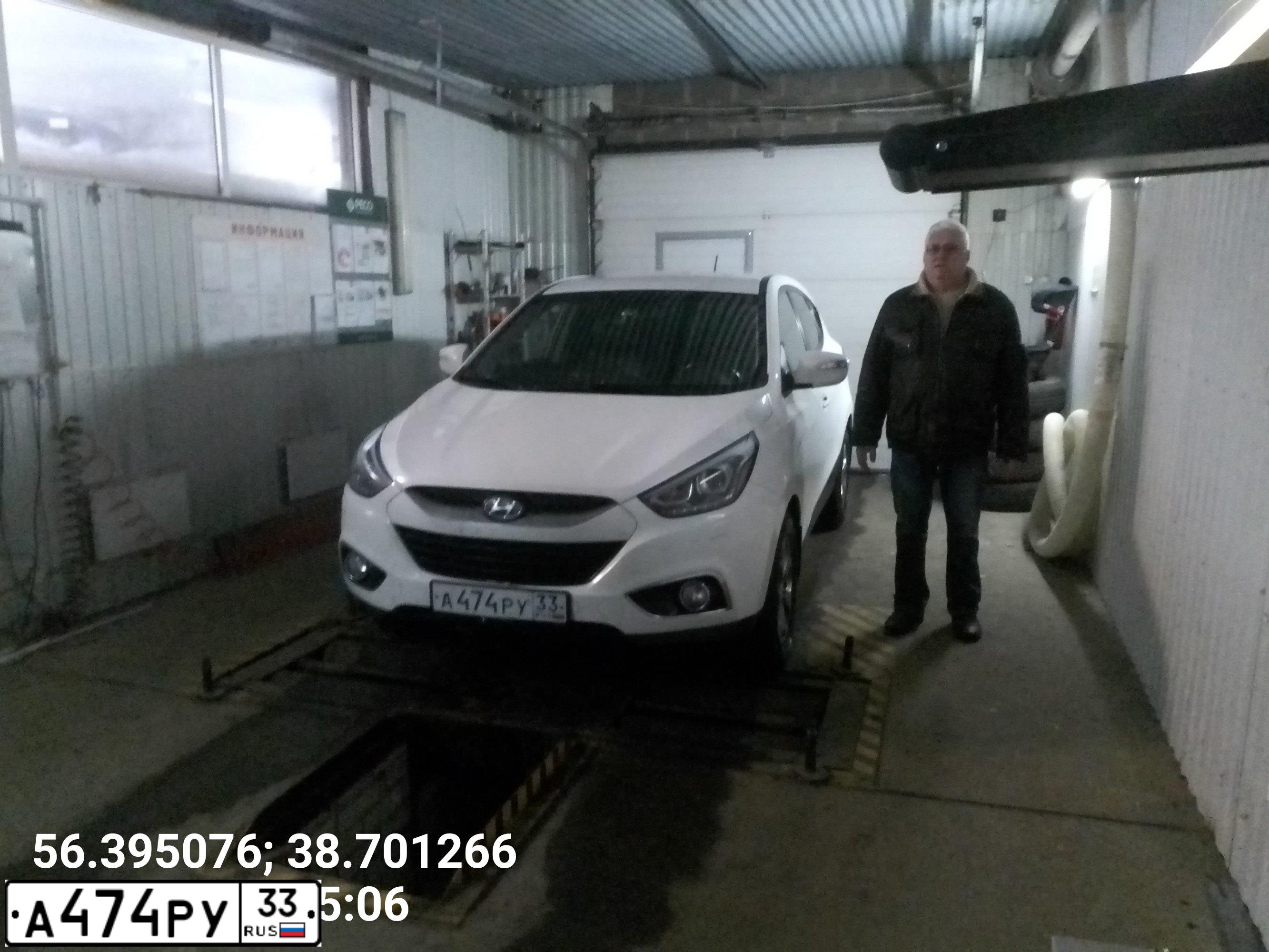 Фото автомобиля HYUNDAI IX35, 2014 — госномер А474РУ33. Цвет: Белый