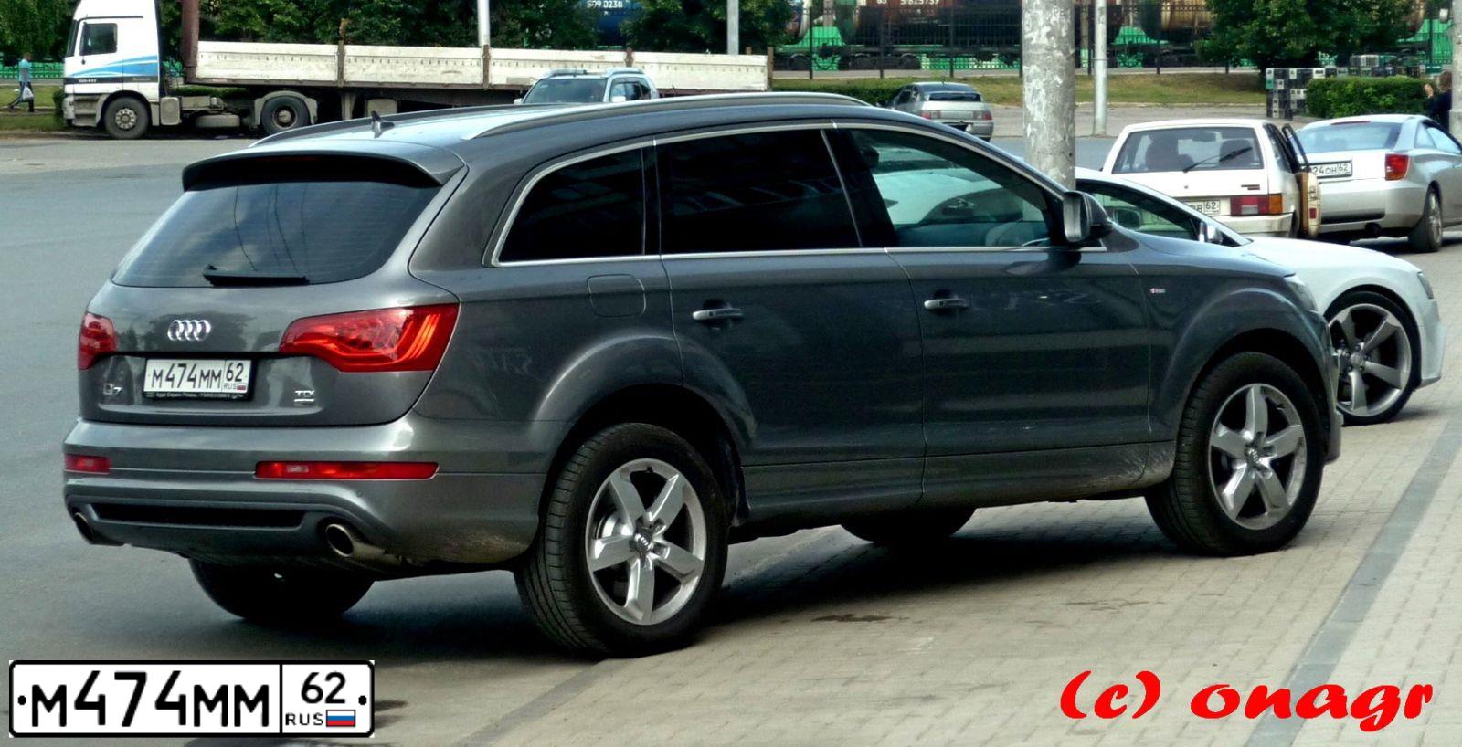 Фото автомобиля AUDI Q7, 2012 — госномер М474ММ62. Цвет: Серый